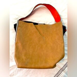 Hamptons chic leather Hobo Tan, grey, navy & orange, Pre-owned Celine style